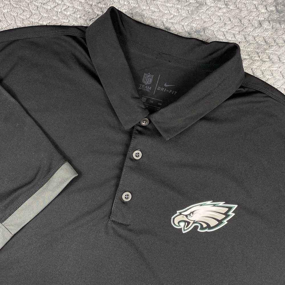 Philadelphia Eagles Nike NFL Men's 2XL XXL Polo Shirt Dri-Fit Black Gray
